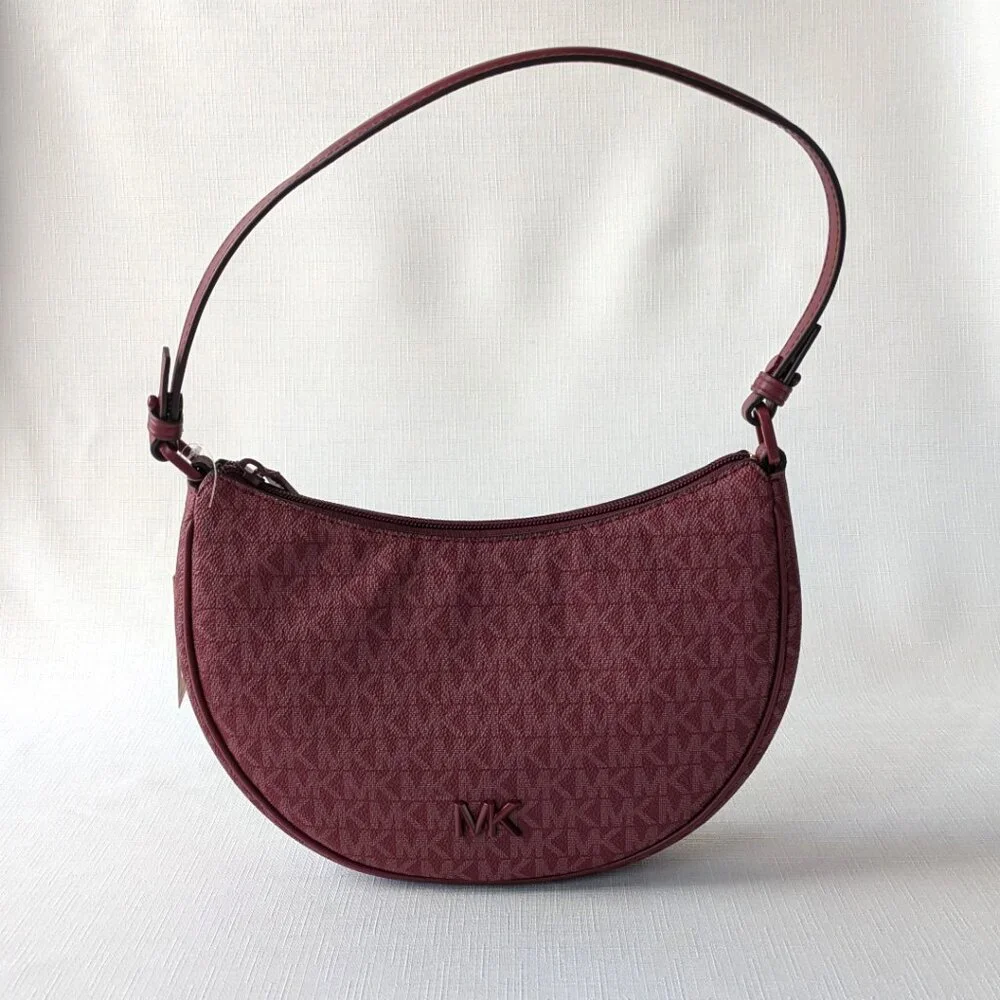Michael Kors Kyla Small Signature Logo Convertible Pouchette in Mulberry NWT - Picture 2 of 11
